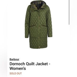 Barbour Women's Quilt long Jacket Green color S-M- US size 4